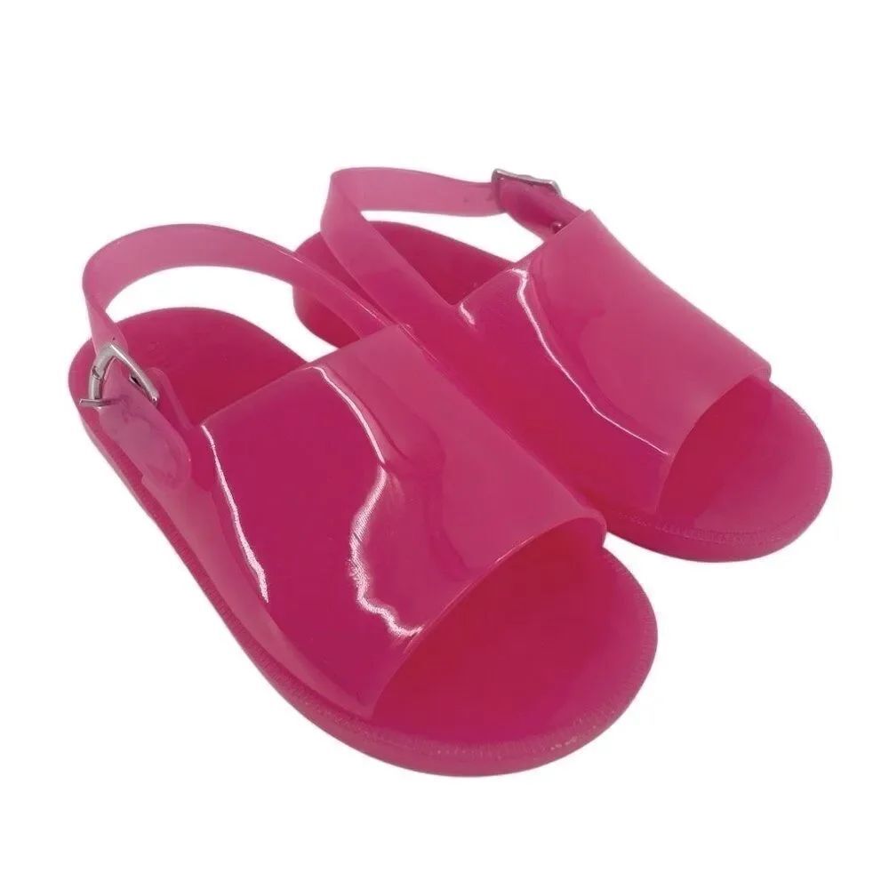 Old Navy Girls Pink Jelly Sandals Size 12 – Wide Strap Buckle Style